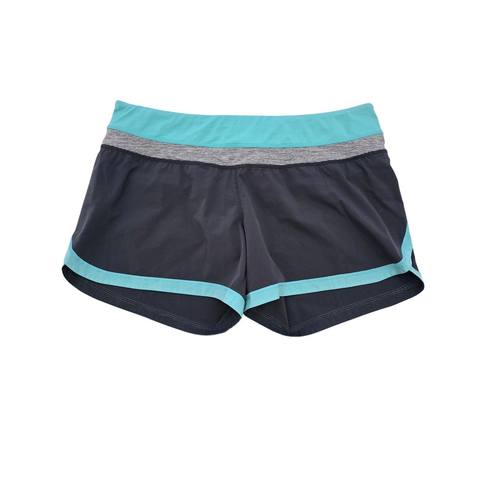 Lululemon Women's Charcoal Grey Aqua Trim Run Times Shorts 8